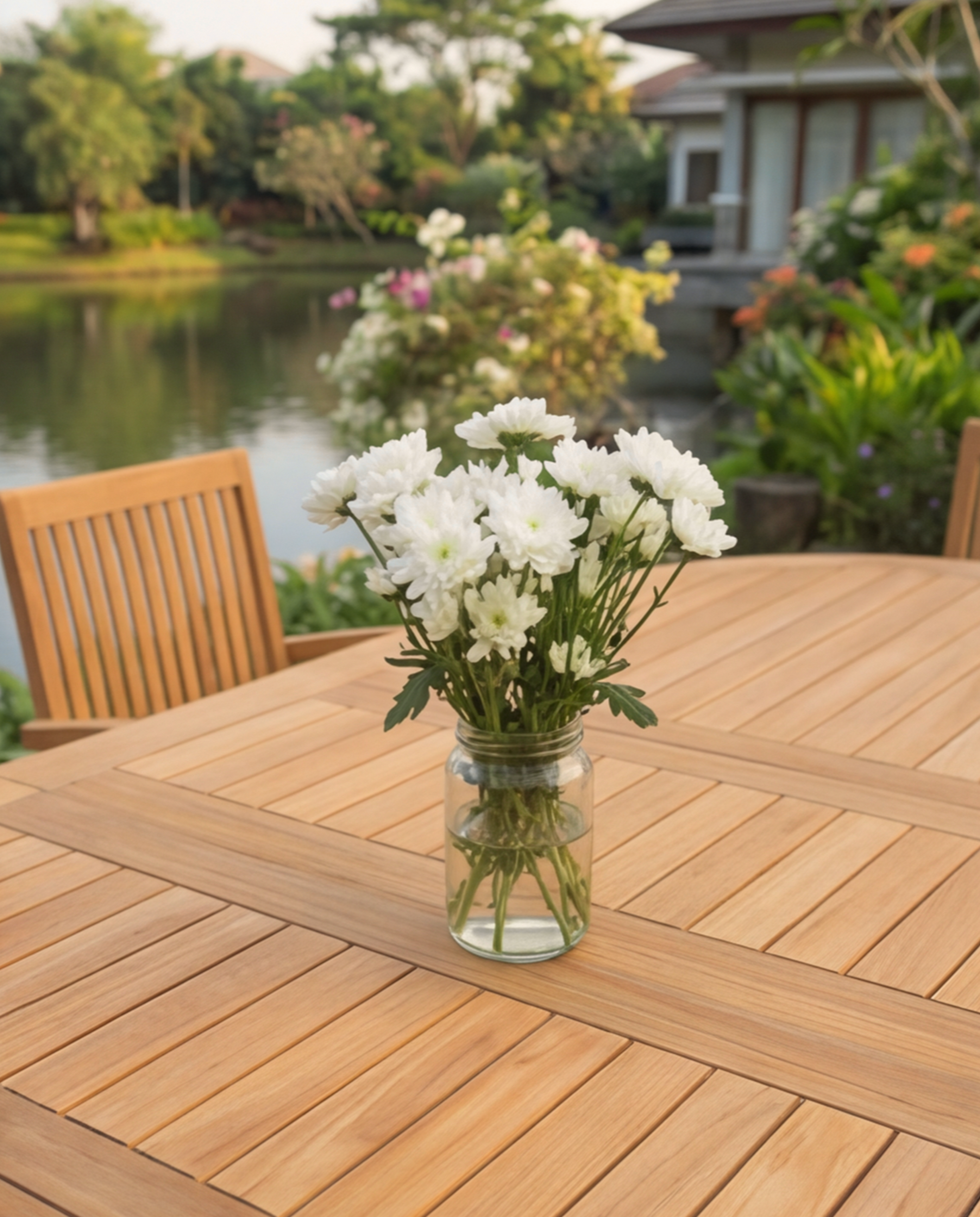 Teak Belgrave 8 Seater Extending Table 1.8m-2.4m (4cm Thick Top) with 8 Burnham Stacking Chairs (Garden / Outdoor Dining Set)